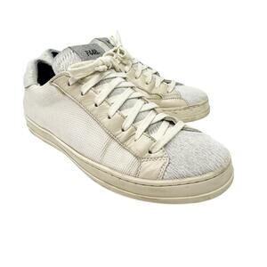 P448 Off White Leather & Calf Hair Casual Sneakers EU 38 Lace Up Made in Italy